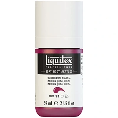 Afbeelding van Liquitex 1959114 Professionele Acrylverf Soft Body Kunstenaarsverf in romig dekkende consistentie, hoge pigmentatie, lichtecht &amp; niet verouderend, 59ml flesje Quinacridone Magenta