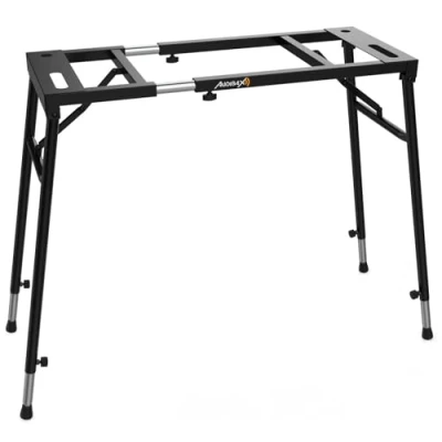 Afbeelding van Audibax Onyx Pro 1 Verstelbare houder voor toetsenborden en mixers, maximale belasting 50 kg, vlak oppervlak, in breedte hoogte verstelbaar, rubberen vloerbescherming