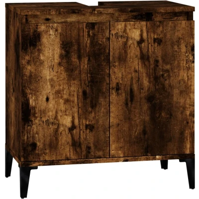 Afbeelding van vidaXL Wastafelkast 58x33x60 cm bewerkt hout gerookt eikenkleurig