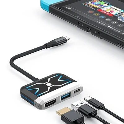 Afbeelding van Switch Dock voor Nintendo OLED, 3 in 1 TV adapter met 4K HDMI, USB 3.0 poort, Type C 100W PD opladen, draagbaar docking station reizen Switch/Switch OLED
