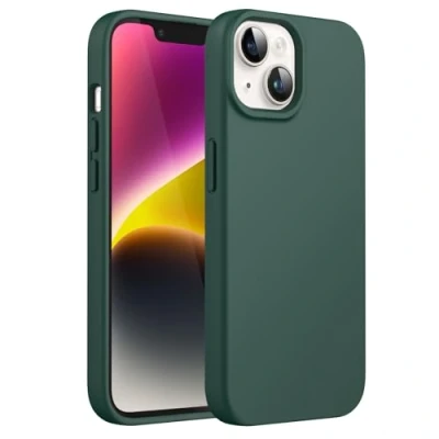 Afbeelding van JETech Siliconen Case voor iPhone 14 6,1 Inch, Zijdezachte Volledig Lichaam Beschermhoes, Schokbestendige Hoesje met Microvezelvoering (Middernachtgroen)