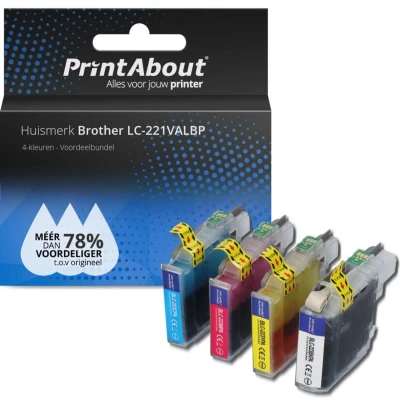 Afbeelding van Huismerk Brother LC 221VALBP Inktcartridge 4 kleuren Voordeelbundel