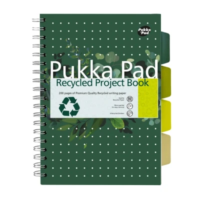 Afbeelding van Projectboek Pukka Pad Recycled B5 lijn 4 tabs 200 pagina&#039;s 80gr groen