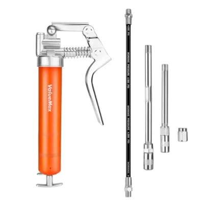 Afbeelding van ValueMax Mini vetpistoolset, pistoolgreep 3000PSI vetpistool met 85g cartridgesvet, flexibele slang, metalen buizen, koppelingen en spuitmonden