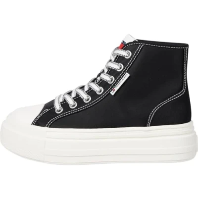 Afbeelding van Tommy Jeans Foxing Flatform Sneakers hoog, Dames, Maat: 41, Black Textiel