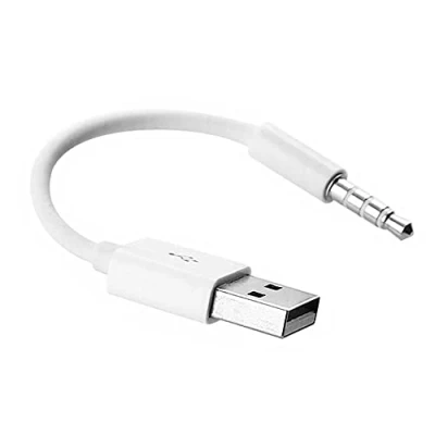 Afbeelding van OcioDual USB kabel, compatibel met Apple iPod Shuffle 3/4/5/6/7e generatie, synchronisatie oplader, wit