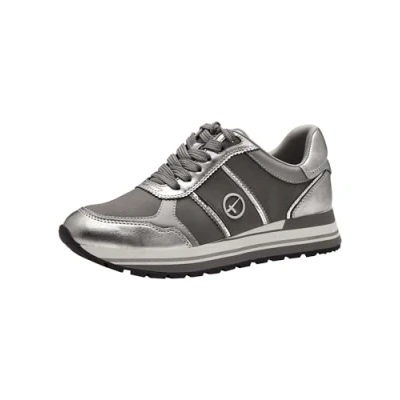 Afbeelding van Tamaris Sneakers laag, Dames, Maat: 40, Grijs Imitatieleer/ textiel