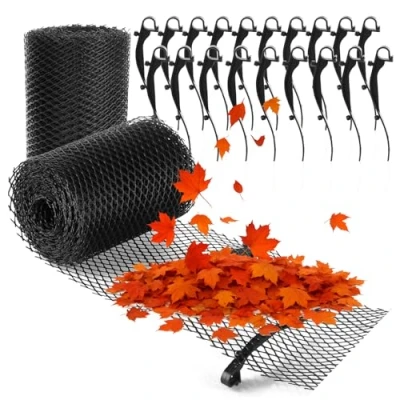Afbeelding van COM FOUR® dakgootbeschermingsset 16 meter voor huis, carport, stal met 20 clips, inkortbaar en weerbestendig dakgootbescherming, bladbescherming, bladvanger (02 stuks antraciet)