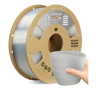 Afbeelding van OVERTURE TPU High Speed Filament 1.75mm Flexible 95A Roll, 3D Printer Filament,Dimensional Accuracy +/ 0.02 mm, Fit Most FDM Printer(HS Clear)