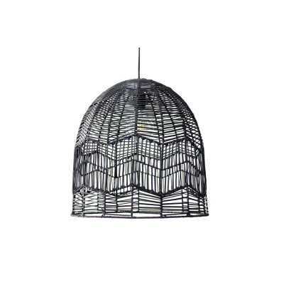 Afbeelding van Rotan / Rieten Hanglamp, Handgemaakt, Zwart, 45 cm