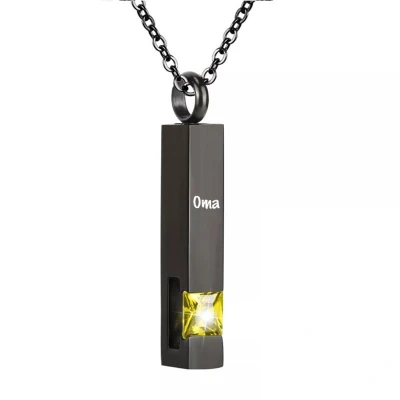 Afbeelding van Luxe Ashanger Met Ketting En Gravering Oma Assieraad Zwart Groene Steen As Gedenksieraad Urn Incl. vuller