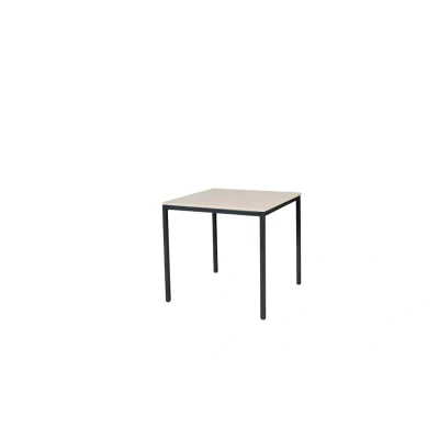 Afbeelding van Domino Basic bureautafel, vaste hoogte met 80x80cm robson eiken 25mm blad en zwart (RAL9005) 4 poot frame