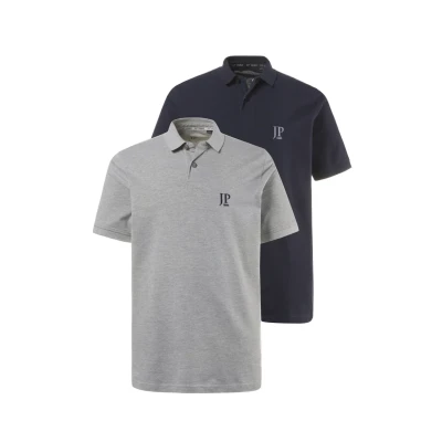 Afbeelding van JP 1880 Heren grote maten Menswear L 8XL T shirt, V hals, halve mouwen, tot 8 XL 711318, blauw (grijs, navy 70431770)., 4XL