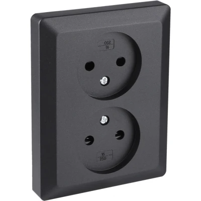 Afbeelding van Q Link Dubbel Stopcontact Wandcontactdoos Inbouw Contactdoos met Shutter Zwart
