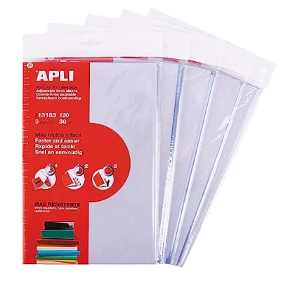 Afbeelding van APLI 19654 Boekeninleg met verstelbare pvc klep, afmetingen: 300 mm, 120 µ, Maxi 15 stuks