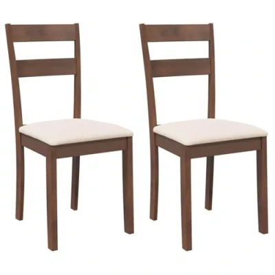 Afbeelding van vidaXL Eetkamerstoelen met kussens 2 st massief hout rubber bruin
