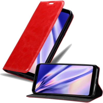 Afbeelding van Cadorabo Hoesje geschikt voor LG Q STYLUS in APPEL ROOD Beschermhoes met magnetische sluiting, standfunctie en kaartvakje Book Case Cover Etui