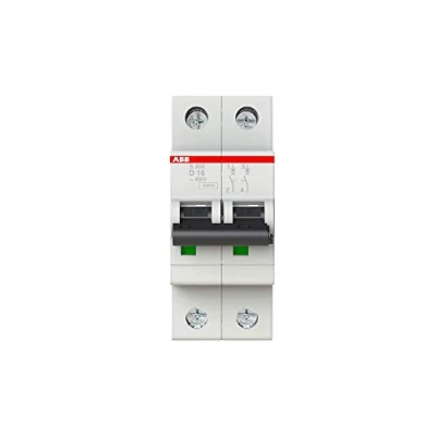 Afbeelding van Abb s202 installatieautomaat 2p d karakteristiek 16a iec en 60898 1 6 ka iec60947 2 10 modulen breedte 35mm 2cds252001r0161