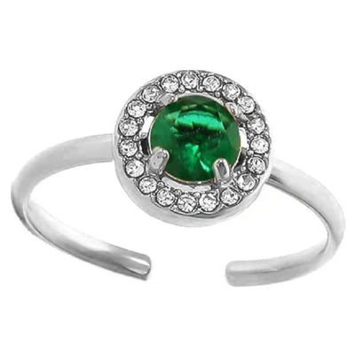 Afbeelding van Ring met Zirkonia RVS One Size Zilverkleurig en Groen