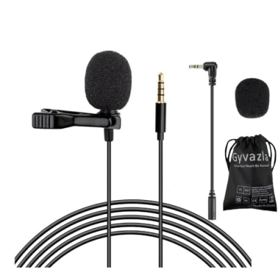 Afbeelding van Lavalier microfoon, 2 m, clip on 3,5 mm, omnidirectionele condensatormicrofoon met 4 pins naar 3 adapter voor smartphones, pc&#039;s, camera&#039;s
