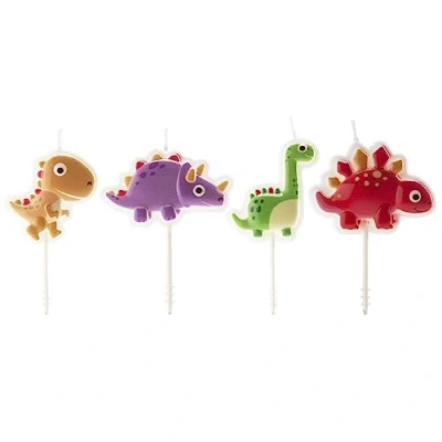 Afbeelding van dekora Set Dinosaurus Verjaardagstaartkaarsen 4 Stuks