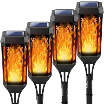 Afbeelding van Joltix Solarverlichting voor Tuin, Tuinverlichting op Zonne Energie, zonnelamp met realistisch vlameffect, IP65 Waterdicht Automatisch aan/uit Buiten, Gazon, Binnenplaats, Oprit (4 stuks)