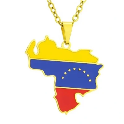 Afbeelding van Ketting Venezuela Kaart Goudkleurig Vlag
