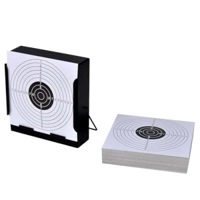 Afbeelding van Schietkast Vierkant Met 100 Papieren Targets 14 Cm