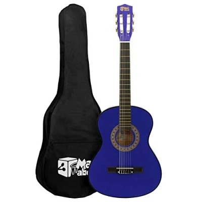 Afbeelding van TIGER Mad About MA CG04 klassieke gitaar, 1/4 size blauwe gitaar kleurrijke Spaanse met draagtas, riem, pick en reserve snaren nu 6 maanden gratis lessen inbegrepen