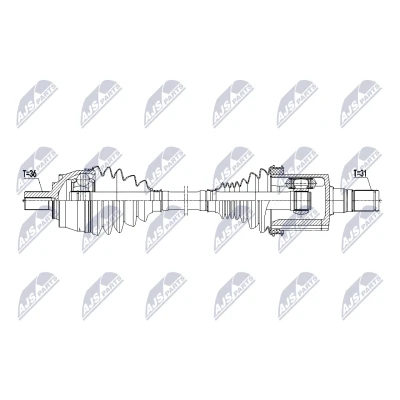 Afbeelding van NTY NPW VV 158 Aandrijfas Vooras links 580mm Automatische versnellingsbak VOLVO: XC40 (536) T5 AWD, Polestar B4 Mild Hybrid AWD