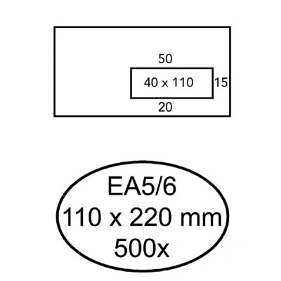 Afbeelding van Envelop Hermes EA5/6 110x220mm venster 4x11rechts zelfkl 500