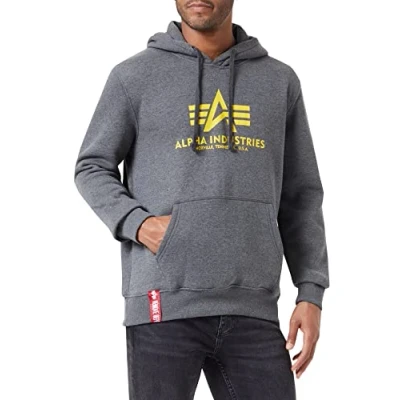 Afbeelding van Alpha Industries Hoodie, Heren, Maat: Small, Charcoal heather
