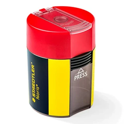 Afbeelding van STAEDTLER 511 004 Noris puntenslijper, rond, potloodslijper, rood, rond design, per stuk verpakt