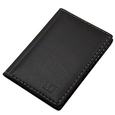 Afbeelding van myledershop Creditcard en visitekaarthouder met contrastnaad 12 vakken MJ Design Germany, 3/zwart, Eén maat, Elegant
