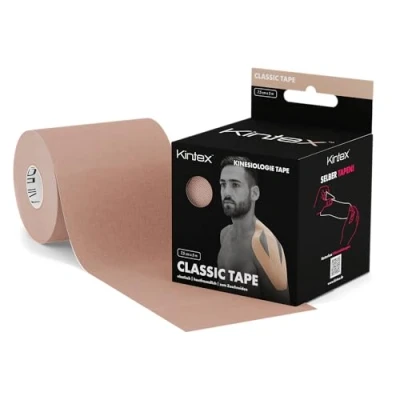 Afbeelding van Kintex kinesiologie tape 7,5 cm x 5 m beige, extra breed, fysiotape, elastisch, waterbestendig, 1 stuk (1 stuk)