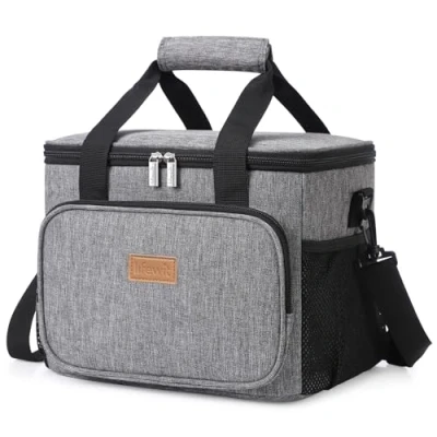 Afbeelding van Lifewit Geïsoleerde Koeltas Crossbody lunchtas Familie Picknicktas, Herbruikbare Waterdichte lunchzakjes voor Mannen Vrouwen, Dubbele Compartimenten Schrobbare Draagbare Reis Werk, Grijs 15L