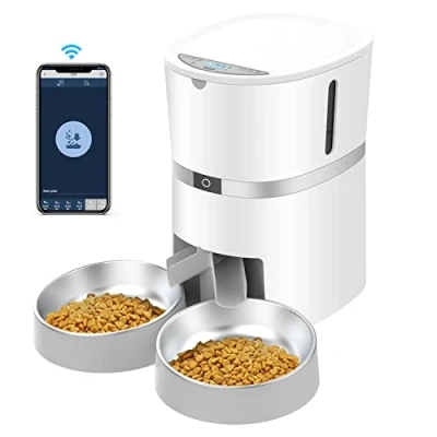 Afbeelding van WellToBe Automatische Kattenvoerautomaat met APP, 2.4G WiFi, Voederautomaat voor katten en honden Dubbele Voerbak 2 Roestvrij Stalen Kom, 10S Spraakrecorder, 6 maaltijden per dag