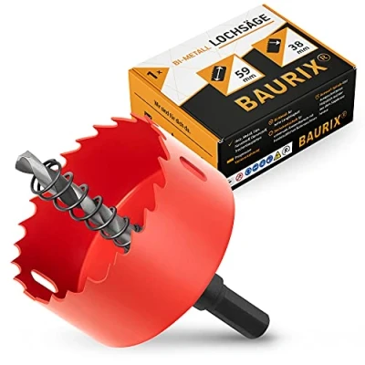 Afbeelding van BAURIX® Bi metaal Gatenzaag [59mm] Metalen kernsnijder boorkroon voor hout professionele ijzerboren gipsplaten, kunststof, PVC, metaal, enz. Boorkop frezen