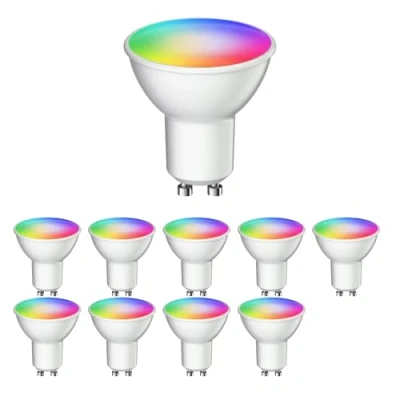 Afbeelding van ledscom.de 10 GU10 LED RGB lampen, PAR16, warm wit koel (2900 6200 K), 5,5 W, 473lm, 103, Smart Home, WLAN, Alexa, mat