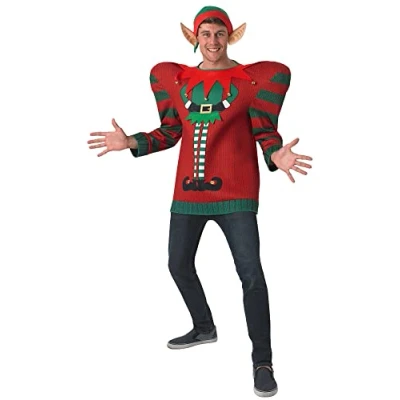 Afbeelding van Rubie &#039;s Officieel Elf Kerstmis Ugly Jumper, volwassenen kostuum medium