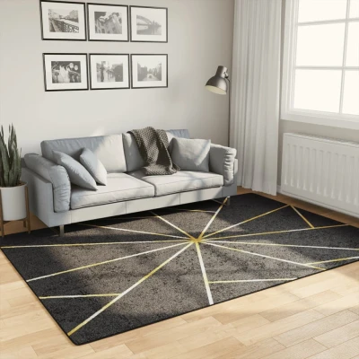 Afbeelding van vidaXL Vloerkleed wasbaar anti slip 160x230 cm zwart en goudkleurig