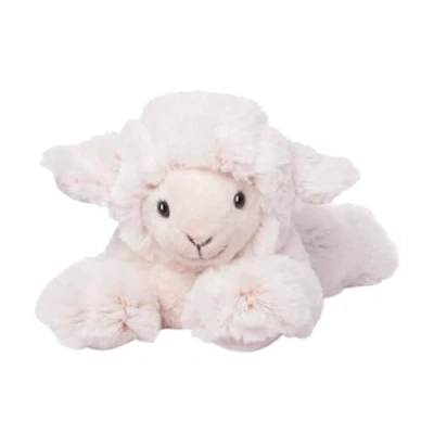 Afbeelding van Inware pluche lammetje/schaap knuffeldier wit liggend 28 cm Knuffel boederijdieren