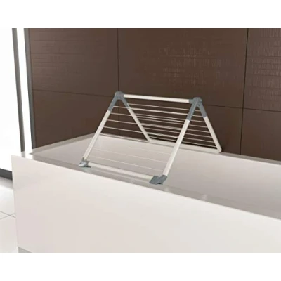 Afbeelding van Juwel Wasdroger Superdry Wing obsidian grey (baddroger inklapbaar, drooglengte 8,8 m, wasrek voor douche/balkon, met kunststof waslijn) 40805