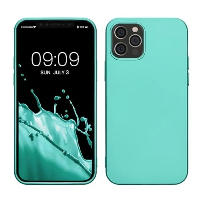 Afbeelding van kwmobile telefoonhoesje geschikt voor Apple iPhone 12 / Pro Hoesje smartphone Back cover in metallic turquoise