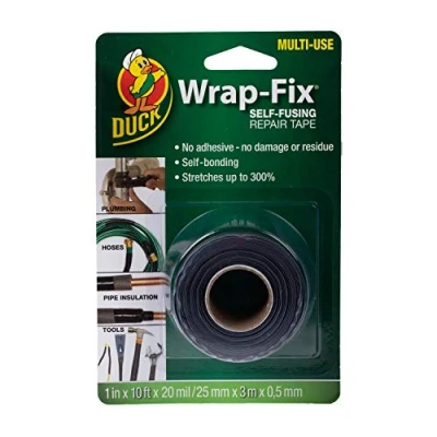 Afbeelding van Duck Tape Wrap Fix Zelfsmeltende Reparatie Zelf Amalgamerend Bonding voor Sanitair Lekkende Pijp Rubber Waterdicht Zwart 25mm x 3m
