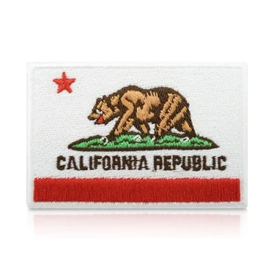 Afbeelding van Finally Home Californië vlag patch om op te strijken 7,5 x 4,9 cm California Republiek patches, USA strijkplaatje, Amerika opstrijkbaar, Amerikaanse patch, applicatie