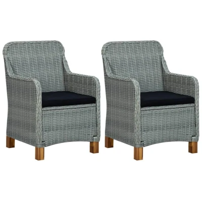 Afbeelding van vidaXL Tuinstoelen 2 st met kussens poly rattan lichtgrijs