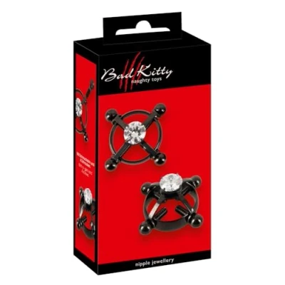 Afbeelding van Bad Kitty RVS Tepelklemmen met Piercing Uiterlijk en Edelsteen