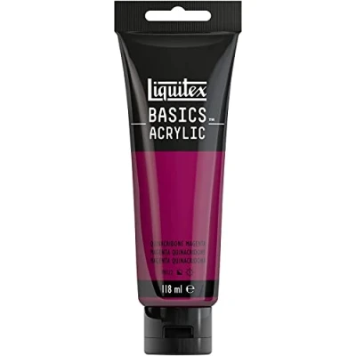 Afbeelding van Liquitex Basics 8870010 Monopigmenteerde acrylverf, kunstenaarspigmenten, lichtecht, gemiddelde viscositeit, achivkwaliteit, zijdeglanzende afwerking, 118ml Quinacridone Magenta