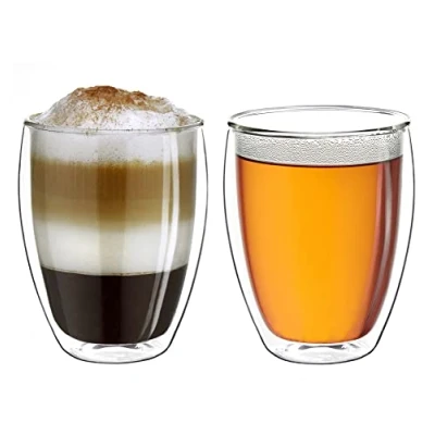 Afbeelding van Creano dubbelwandige XXL thermoglazen 400ml, extra groot hittebestendig koffieglazen/thee glazen/latte macchiato van borosilicaatglas, set 2